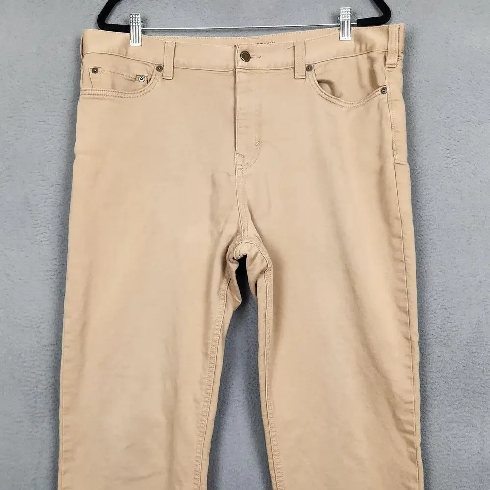 Banana Republic Slim Traveler Jeans Mens 38x32 Beige Slim Straight Stretch Denim